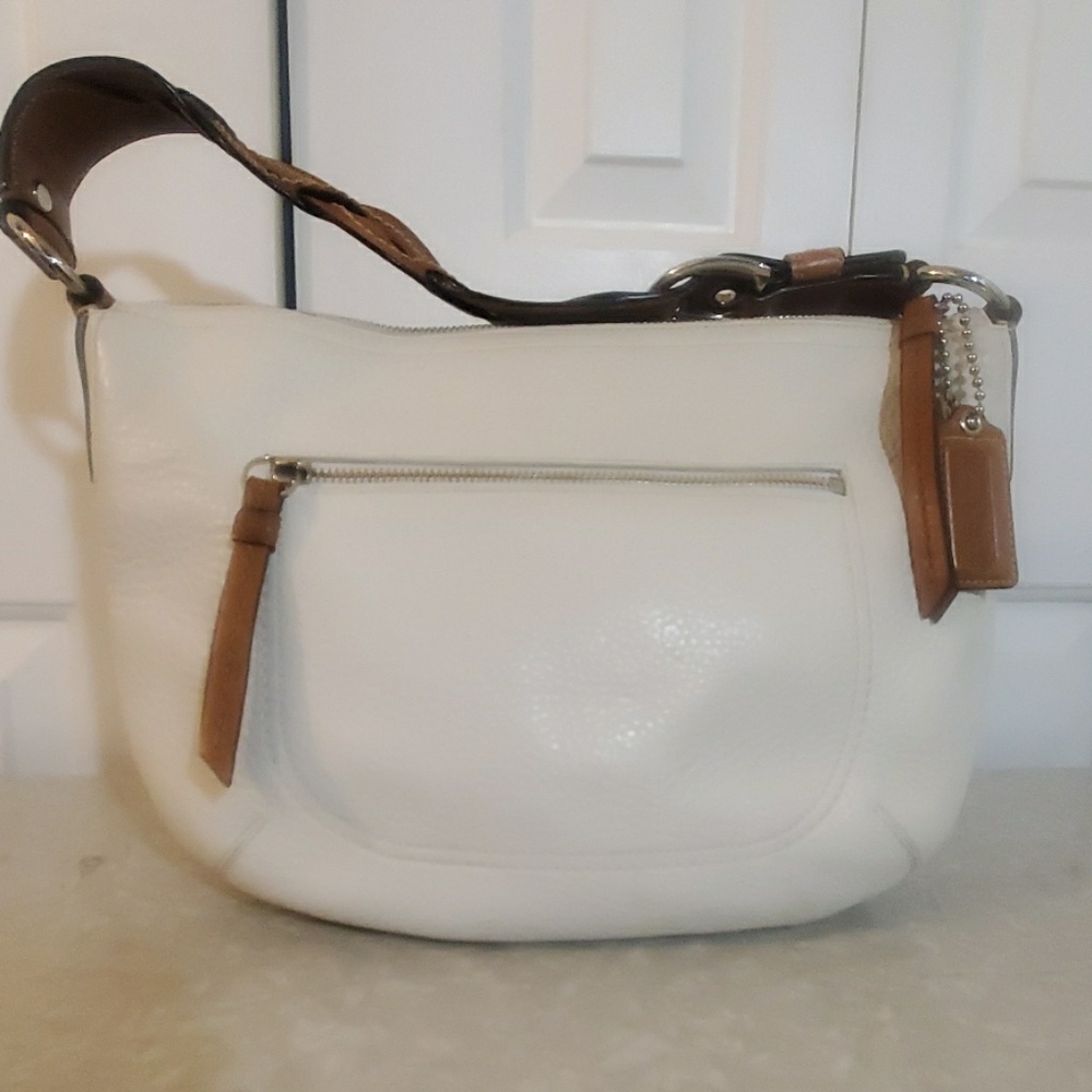 Coach White and Brown Shoulder Bag